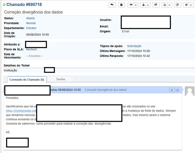 Exemplo de registro de ticket de atendimento Exemplo de registro de ticket de atendimento